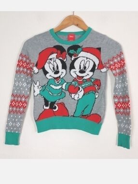 Kids Disney Mickey & Minnie Christmas Sweater Size 6-6X